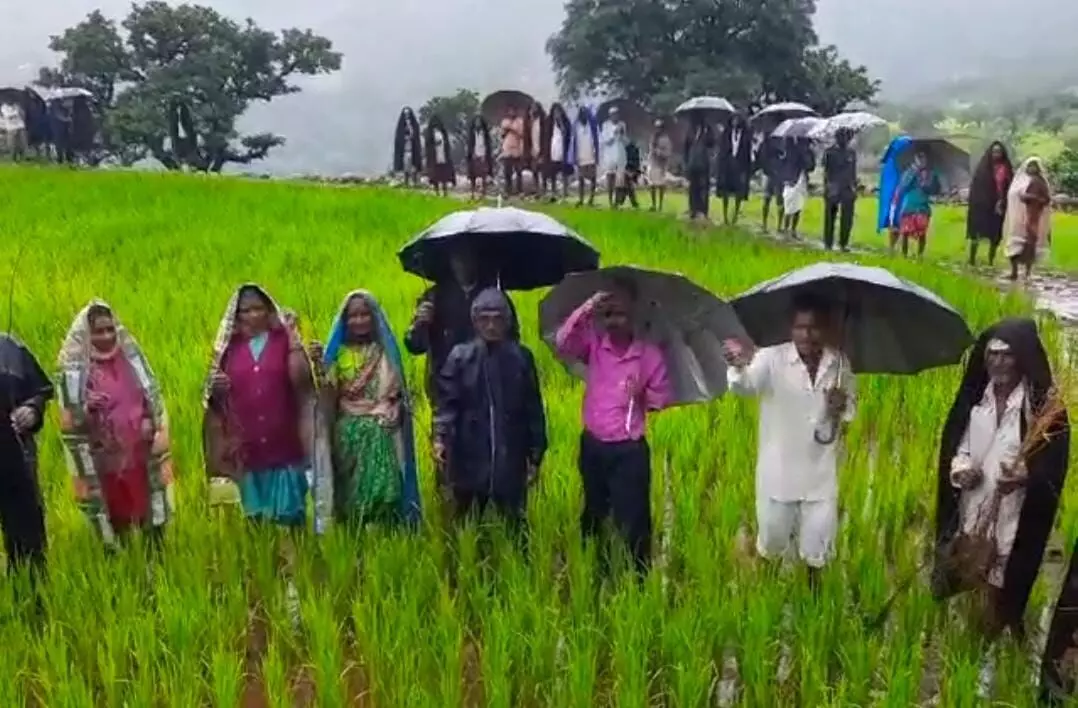 हरिश्चंद्र गड चढत किसान सभेचा मोर्चा; वन विभागाच्या विरोधात जोरदार घोषणाबाजी