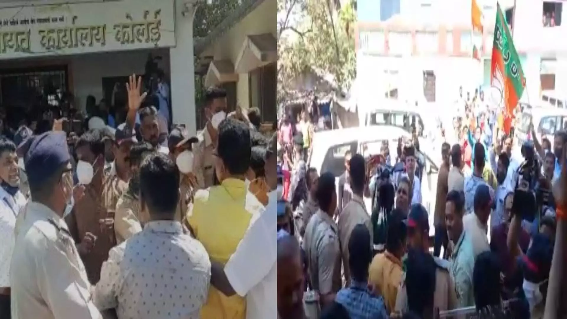 किरीट सोमय्या येताच कोर्लईमध्ये शिवसैनिक आणि भाजप कार्यकर्ते आमनेसामने