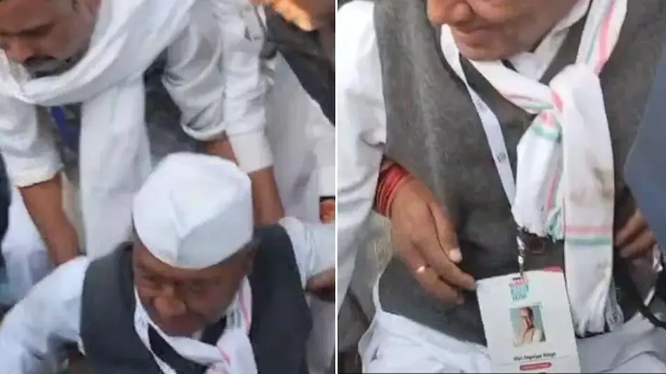 Rahul Gandhi अचानक चहासाठी थांबले पण गर्दीत Digvijay Singh खाली पडले...