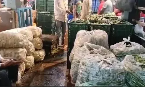 एपीएमसी मार्केटमध्ये भाजीपाल्याची आवक वाढली ; ग्राहकांचा थंड प्रतिसाद एपीएमसी मार्केटमध्ये भाजीपाल्याची आवक वाढली ; ग्राहकांचा थंड प्रतिसाद