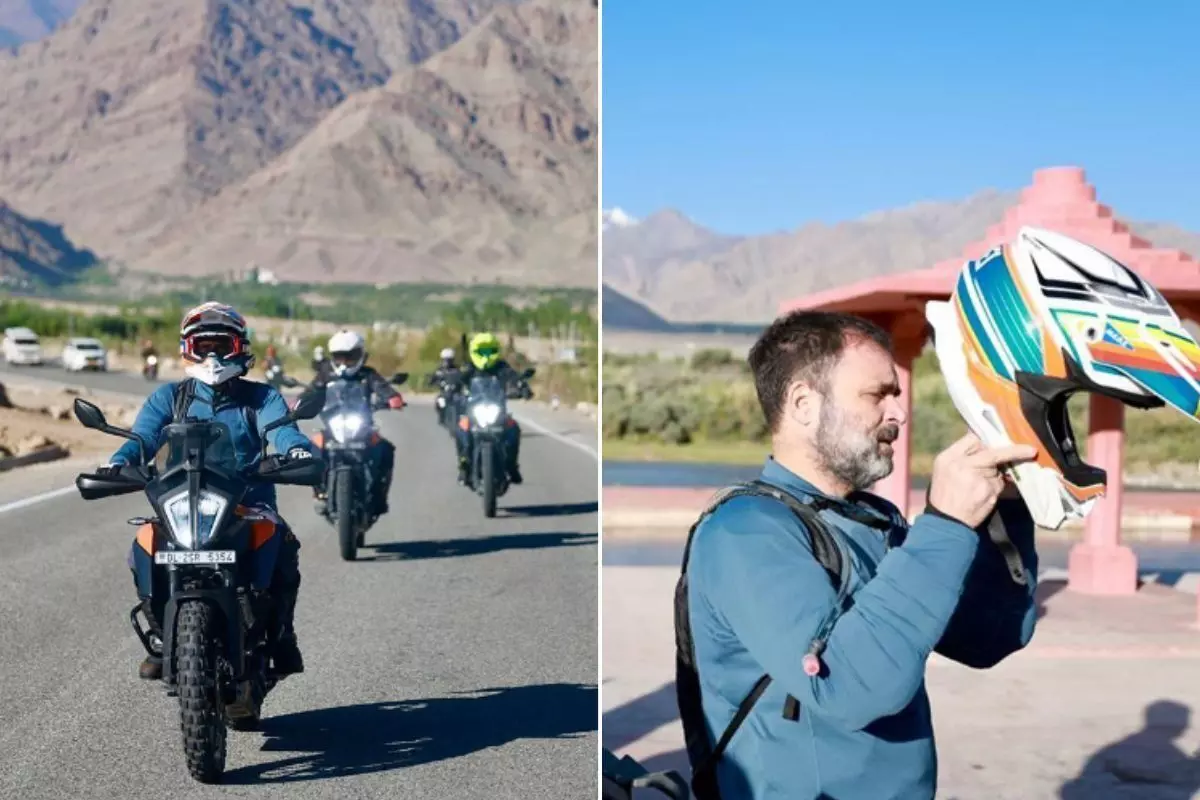राहुल गांधींची लडाखमध्ये बाईक राईड, भाजप मंत्र्यांने मानले आभार