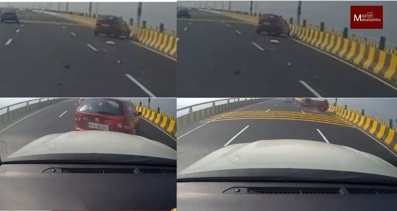 Atal setu accident : अटल सेतूवर पहिला अपघात, डॅशबोर्ड कॅमेऱ्यात कैद