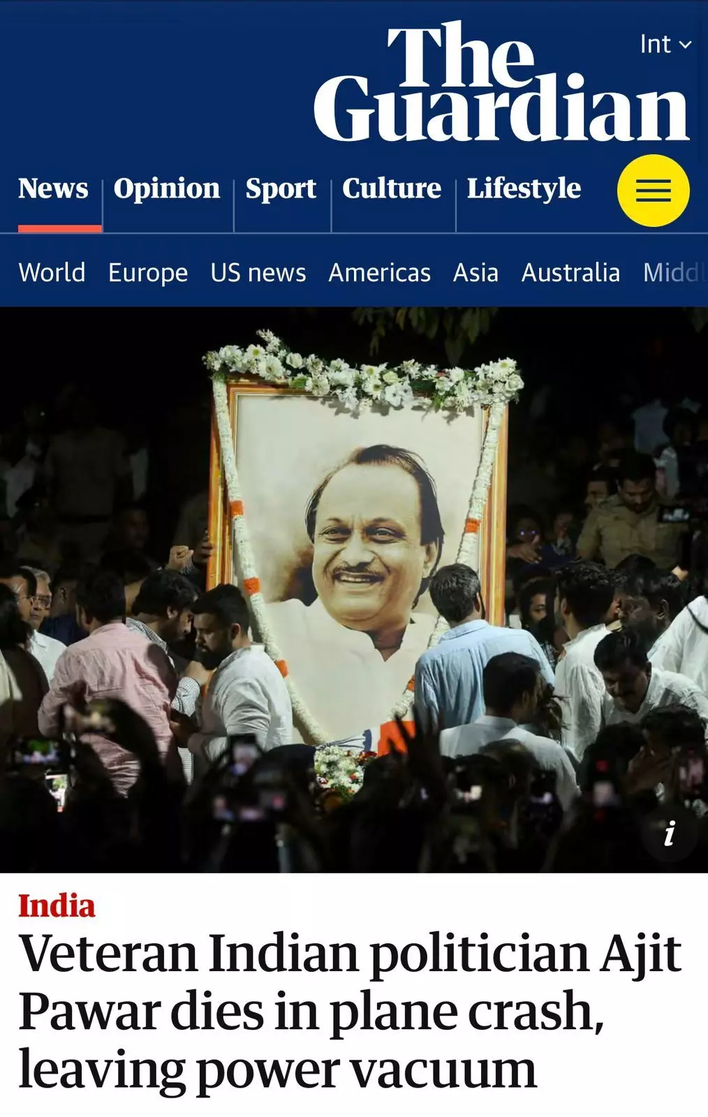 अजित पवार विमान दुर्घटना : महाराष्ट्रातील राजकारणात पोकळी निर्माण होईल असे इंग्लंडच्या  The Guardian वृत्तपत्राला का वाटते ?