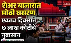 शेअर बाजारात मोठी घसरण, एकाच दिवसात ७ लाख कोटींचे नुकसान